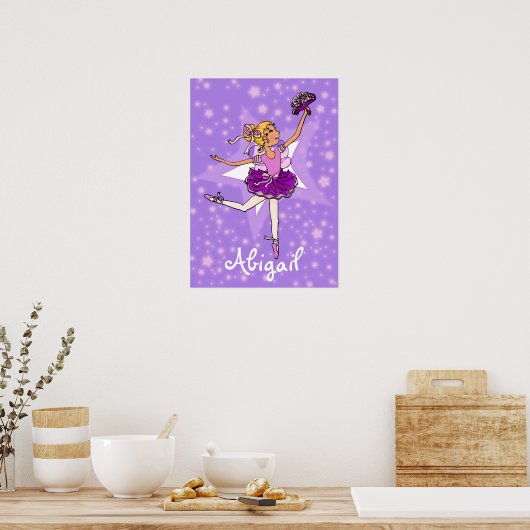 Ballerina paars blonde girl star "name poster" poster (Keuken)