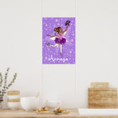 Ballerina paarse dark girl star "name" poster (Keuken)