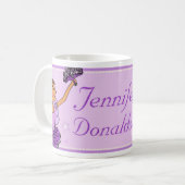 Ballerina paarse donkere haarnaam balletklasse mok (Voorkant links)