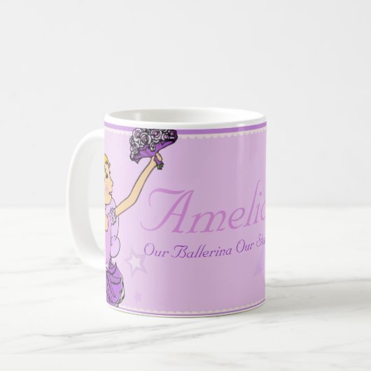 Ballerina paarse en gouden meisjes noemen mok (Voorkant links)