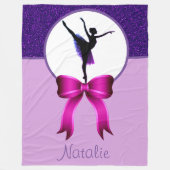 Ballerina Paarse glitter en boog fleece deken (Voorkant)