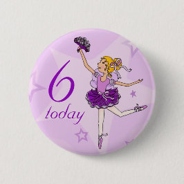Ballerina paarse meisje verjaardagsknop ronde button 5,7 cm