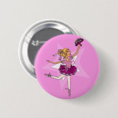 Ballerina paarse roze blond meisje ster knop ronde button 5,7 cm (Voorkant /achterkant)