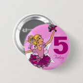 Ballerina paarse roze blonde meisjesknop ronde button 5,7 cm (Voorkant /achterkant)