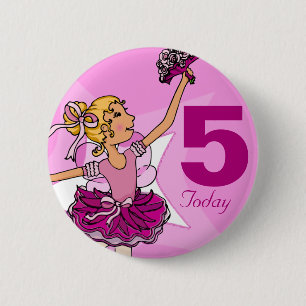 Ballerina paarse roze blonde meisjesknop ronde button 5,7 cm