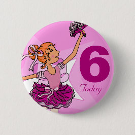 Ballerina paarse roze gembermeisje verjaardagsknop ronde button 5,7 cm