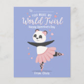 Ballerina Panda Kinder Valentijnsdag Kaart (Voorkant)