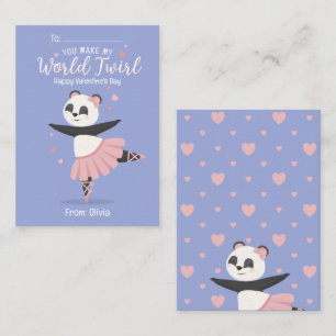 Ballerina Panda Kinder Valentijnsdag Kaart Notitiekaartje