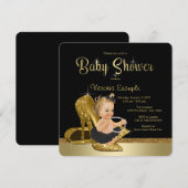 Ballerina Parels Zwart Gouden Schoen Baby shower Kaart (Voorkant / Achterkant)