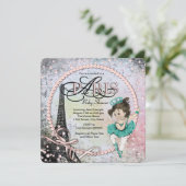  Ballerina Paris Baby shower Kaart (Staand voorkant)