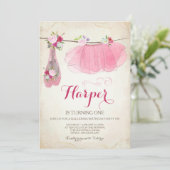 Ballerina Party Invitation Pink Tutu Ballet Shoes Kaart (Staand voorkant)