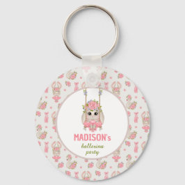 Ballerina party roze florale bunny girl sleutelhanger