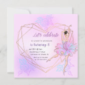 Ballerina Pastel Square verjaardagsuitnodiging (Voorkant)