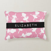 Ballerina Pattern, Ballet Meisjes, Dans, Jouw naam Accent Kussen (Voorkant)