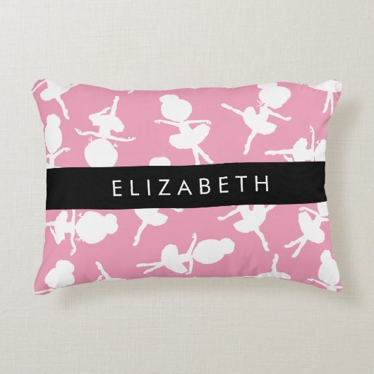 Ballerina Pattern, Ballet Meisjes, Dans, Jouw naam Accent Kussen (Voorkant)