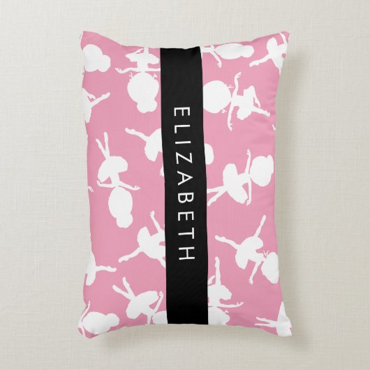 Ballerina Pattern, Ballet Meisjes, Dans, Jouw naam Accent Kussen (Voorkant(Verticaal))