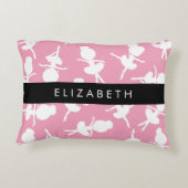 Ballerina Pattern, Ballet Meisjes, Dans, Jouw naam Accent Kussen (Achterkant)