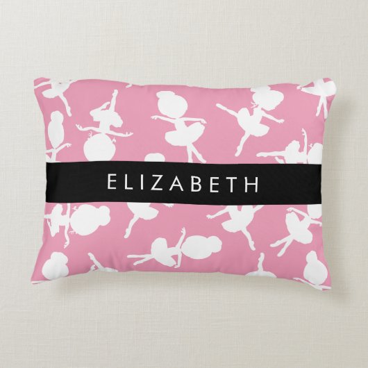 Ballerina Pattern, Ballet Meisjes, Dans, Jouw naam Accent Kussen (Achterkant)