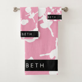 Ballerina Pattern, Ballet Meisjes, Dans, Jouw naam Bad Handdoek