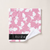 Ballerina Pattern, Ballet Meisjes, Dans, Jouw naam Bad Handdoek (Wasdoekje)
