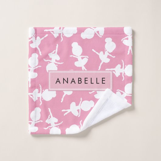 Ballerina Pattern, Ballet Meisjes, Dans, Jouw naam Bad Handdoek (Wasdoekje)
