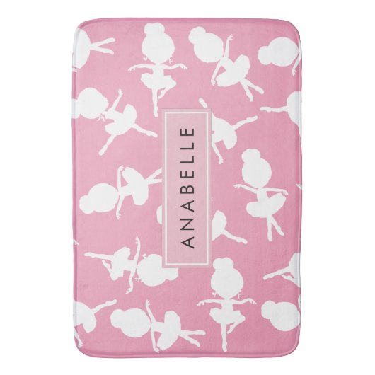 Ballerina Pattern, Ballet Meisjes, Dans, Jouw naam Badmat (Voorkant Verticaal)