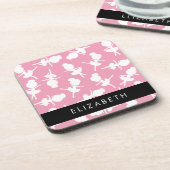Ballerina Pattern, Ballet Meisjes, Dans, Jouw naam Bier Onderzetter (Linkerzijde)