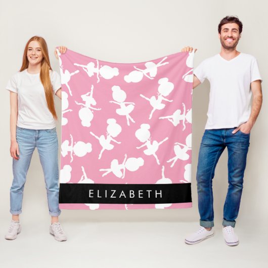 Ballerina Pattern, Ballet Meisjes, Dans, Jouw naam Fleece Deken (In situ)