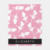 Ballerina Pattern, Ballet Meisjes, Dans, Jouw naam Fleece Deken (Voorkant)