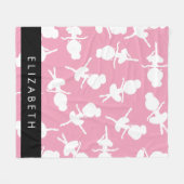 Ballerina Pattern, Ballet Meisjes, Dans, Jouw naam Fleece Deken (Voorkant (Horizontaal))
