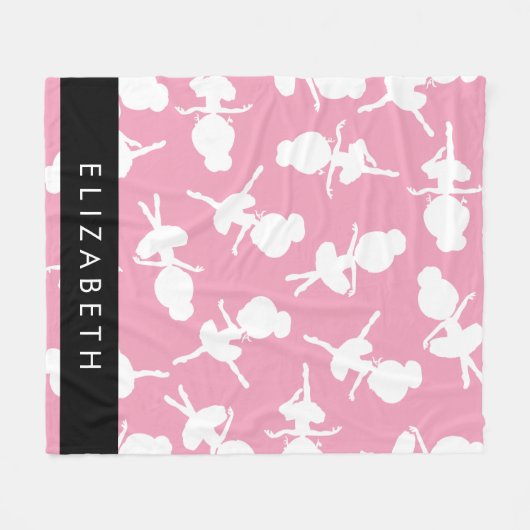 Ballerina Pattern, Ballet Meisjes, Dans, Jouw naam Fleece Deken (Voorkant (Horizontaal))