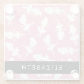 Ballerina Pattern, Ballet Meisjes, Dans, Jouw naam Glazen Onderzetter (Achterkant)