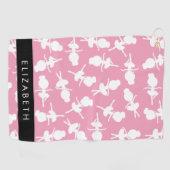 Ballerina Pattern, Ballet Meisjes, Dans, Jouw naam Golfhanddoek (Horizontaal)