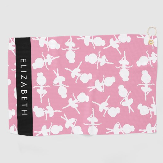 Ballerina Pattern, Ballet Meisjes, Dans, Jouw naam Golfhanddoek (Horizontaal)