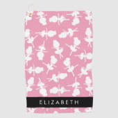 Ballerina Pattern, Ballet Meisjes, Dans, Jouw naam Golfhanddoek (Voorkant)