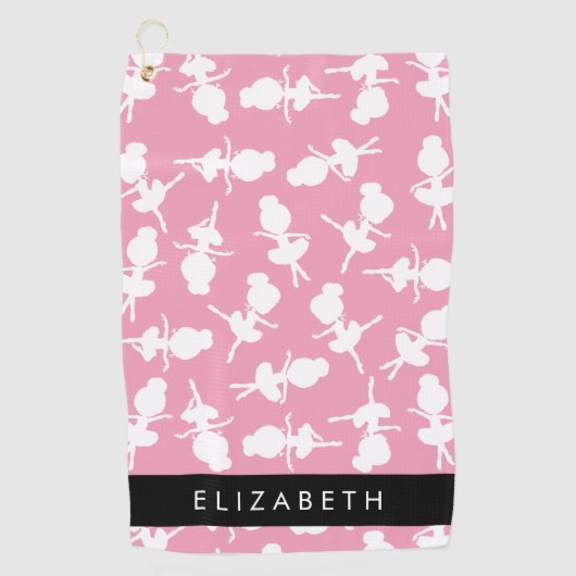 Ballerina Pattern, Ballet Meisjes, Dans, Jouw naam Golfhanddoek (Voorkant)