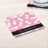 Ballerina Pattern, Ballet Meisjes, Dans, Jouw naam Kartonnen Onderzetters (Schuin)