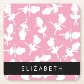 Ballerina Pattern, Ballet Meisjes, Dans, Jouw naam Kartonnen Onderzetters (Voorkant)