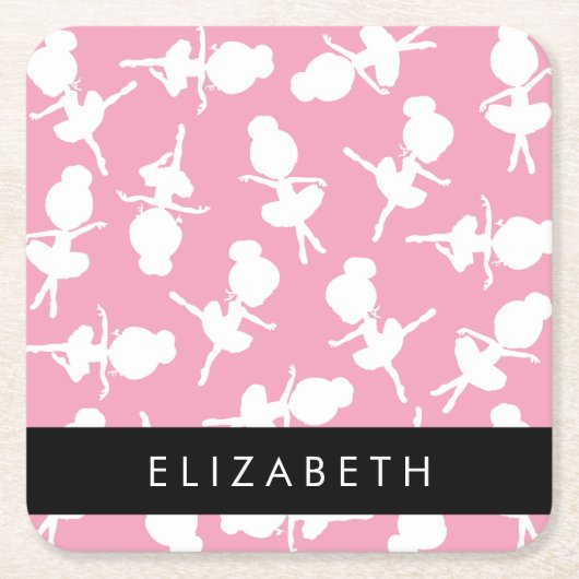Ballerina Pattern, Ballet Meisjes, Dans, Jouw naam Kartonnen Onderzetters (Voorkant)