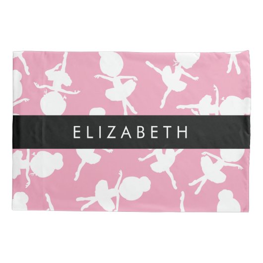 Ballerina Pattern, Ballet Meisjes, Dans, Jouw naam Kussensloop (Achterkant)