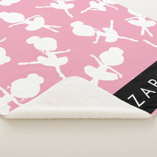 Ballerina Pattern, Ballet Meisjes, Dans, Jouw naam Sherpa Deken (3/4)