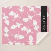 Ballerina Pattern, Ballet Meisjes, Dans, Jouw naam Sherpa Deken (Voorkant (horizontaal))