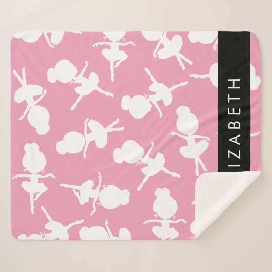 Ballerina Pattern, Ballet Meisjes, Dans, Jouw naam Sherpa Deken (Voorkant (horizontaal))