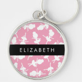 Ballerina Pattern, Ballet Meisjes, Dans, Jouw naam Sleutelhanger (Voorkant)