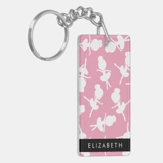 Ballerina Pattern, Ballet Meisjes, Dans, Jouw naam Sleutelhanger (Voorkant Links)