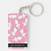 Ballerina Pattern, Ballet Meisjes, Dans, Jouw naam Sleutelhanger (achterkant)