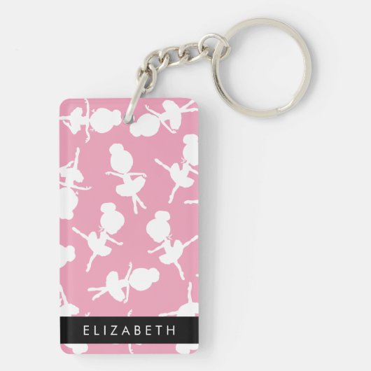 Ballerina Pattern, Ballet Meisjes, Dans, Jouw naam Sleutelhanger (achterkant)