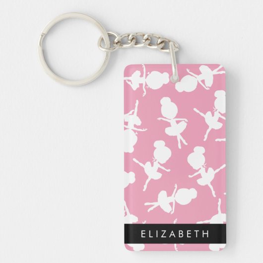 Ballerina Pattern, Ballet Meisjes, Dans, Jouw naam Sleutelhanger (Voorkant)