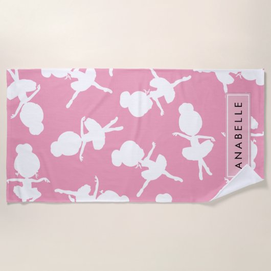 Ballerina Pattern, Ballet Meisjes, Dans, Jouw naam Strandlaken (Voorkant)