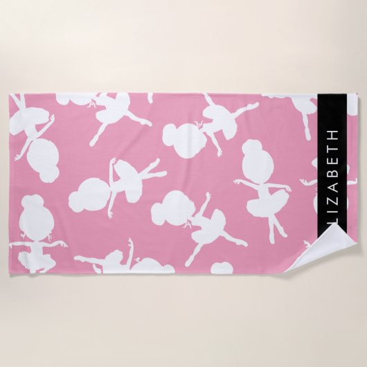 Ballerina Pattern, Ballet Meisjes, Dans, Jouw naam Strandlaken (Voorkant)